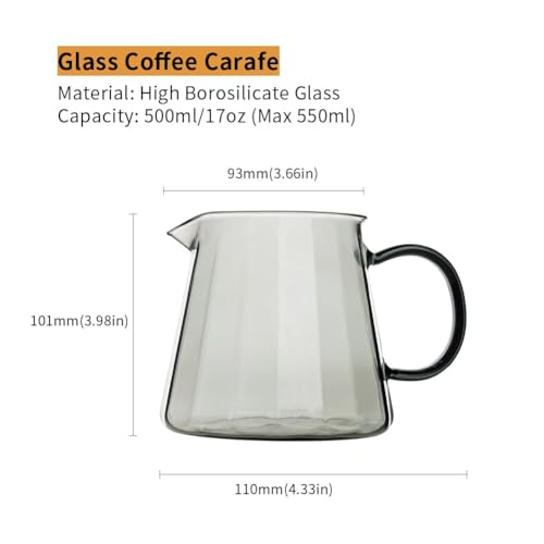 Glass Coffee Carafe 500ml/17oz - Ideal for Home, Office, and Café