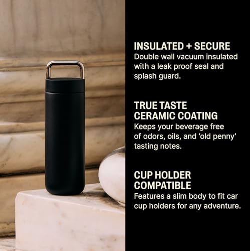 Stainless Steel 20 oz Insulated Tumbler - Hot 12 Hours, Cold 24 Hours - Matte Black