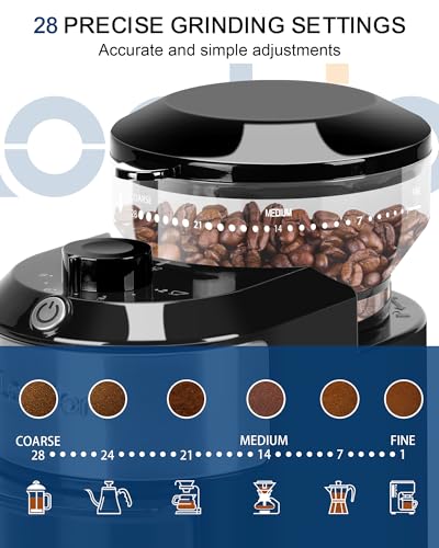 Burr Coffee Grinder with 28 Settings for Home Use